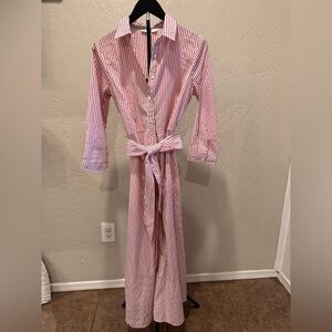 Purple Snow Red and White Striped Maxi Dress